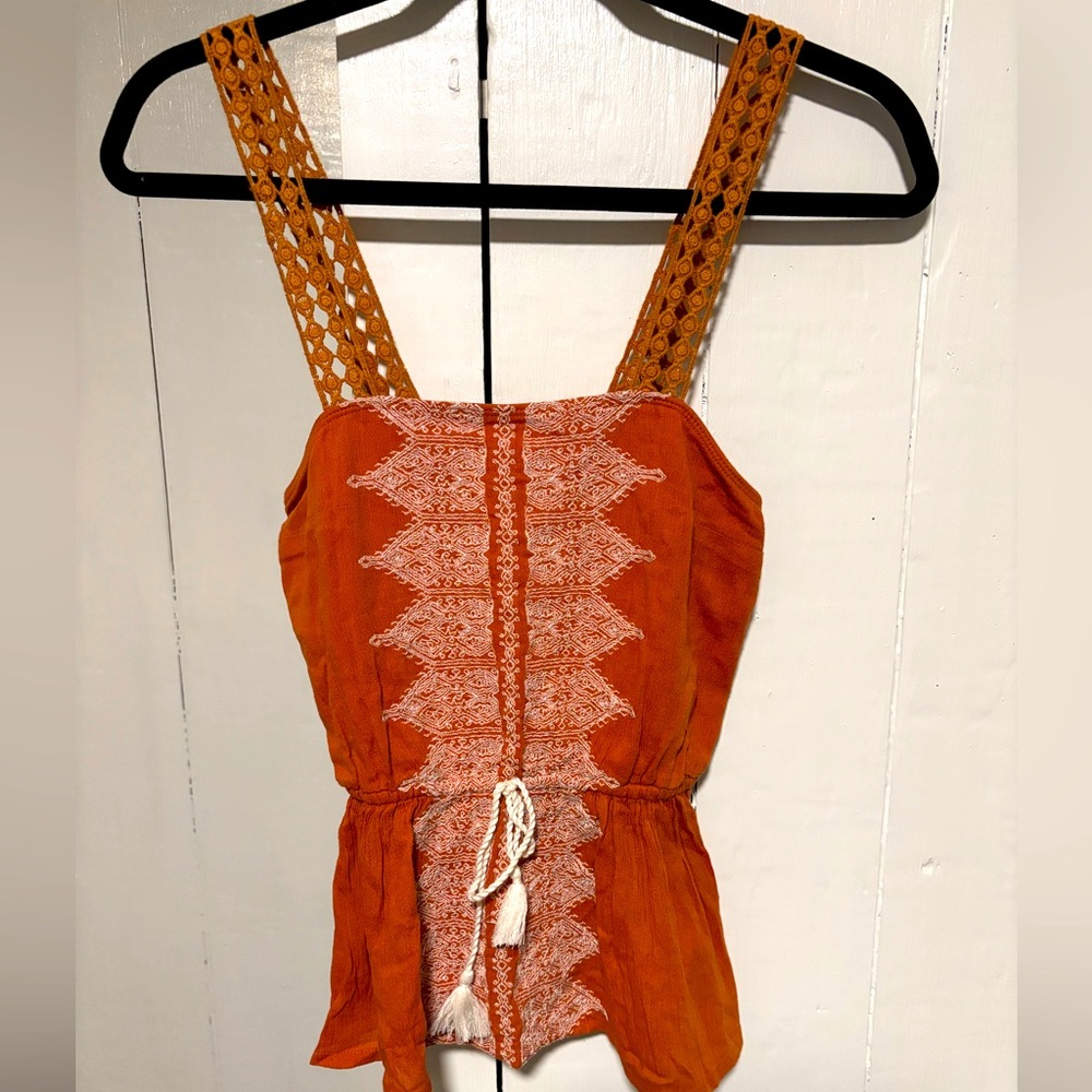 Abercrombie & Fitch Orange Lace Detail Women's Top